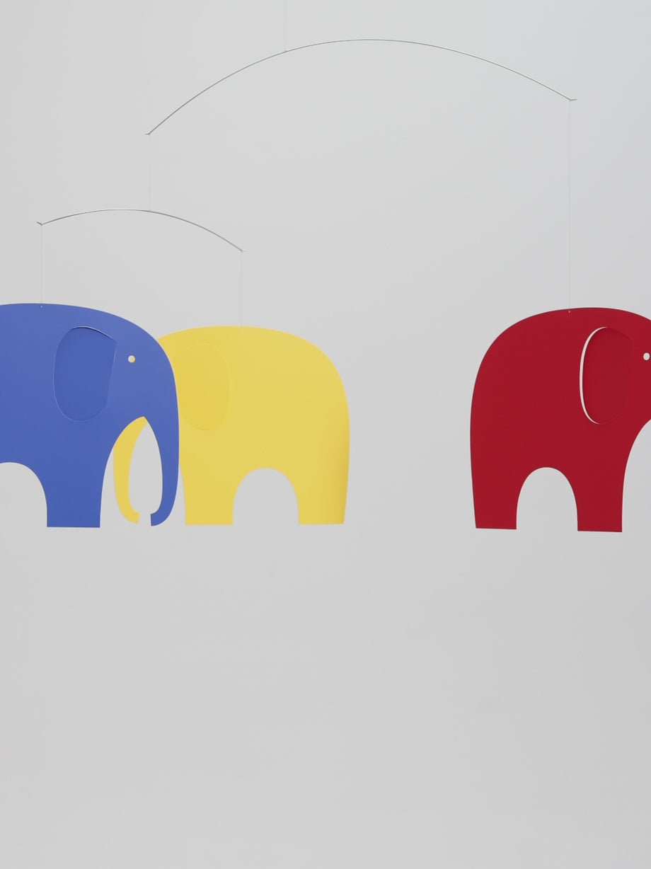 Flensted Mobiles | Elephant Party | Red, Blue & Yellow
